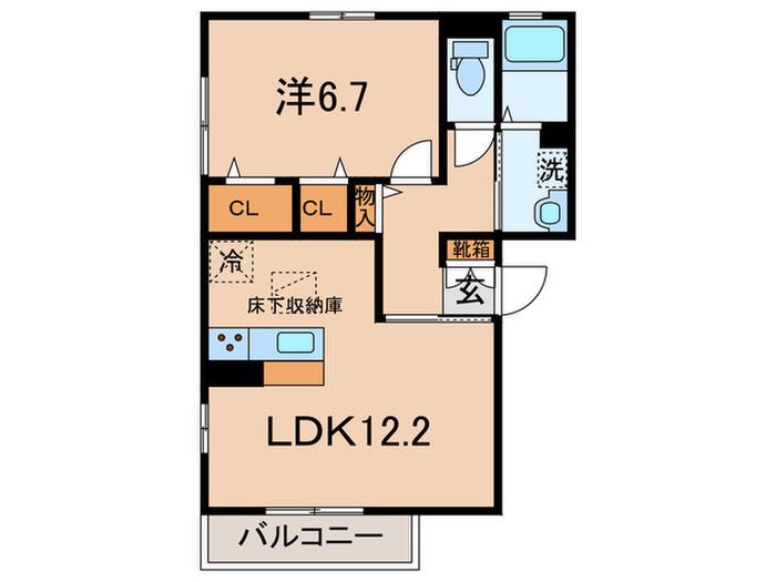 プロスペラル橘(1LDK/1階)の間取り写真