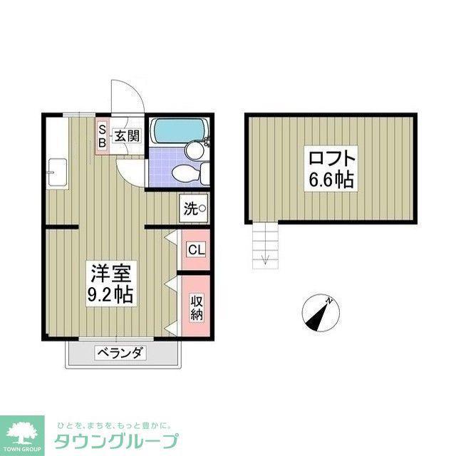 北新ムーンハイツ(ワンルーム/2階)の間取り写真