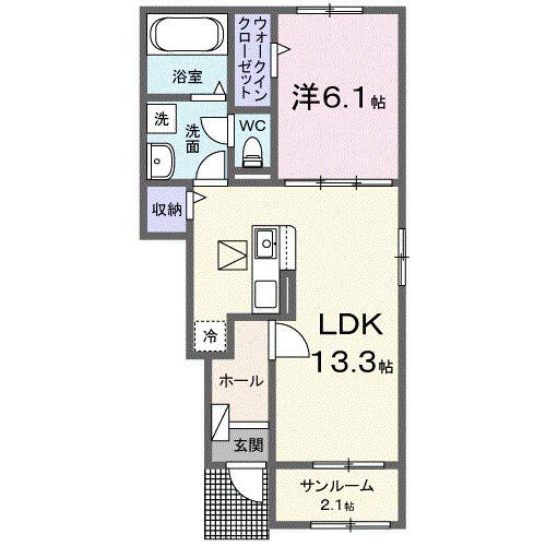 ルシエール(1LDK/1階)の間取り写真