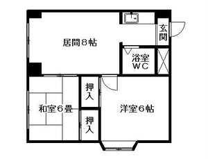 クィーン南5条(2LDK/2階)の間取り写真