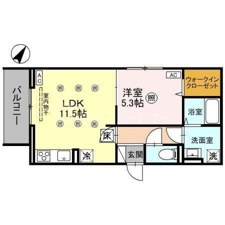 ノーブルヴィラ宮原(1LDK/1階)の間取り写真