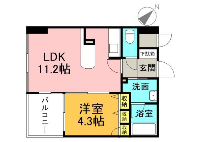 JEUNESSE翠町(1LDK/2階)の間取り写真