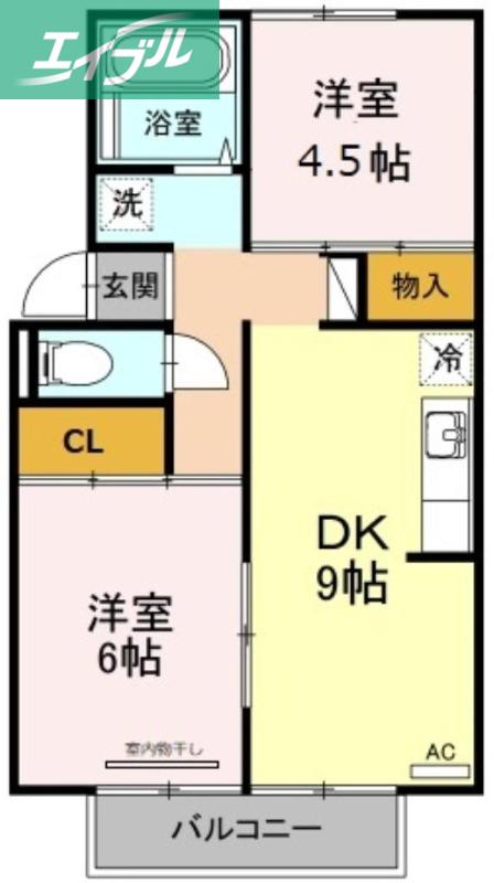 プレジール洲崎(2DK/1階)の間取り写真