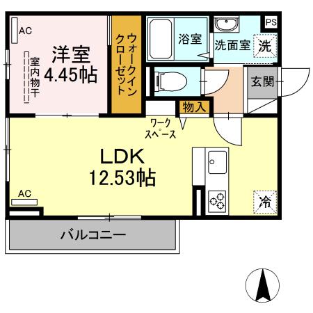 アンベリール(1LDK/2階)の間取り写真