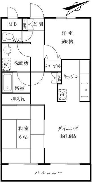 ソレイル梶ヶ谷II(2LDK/2階)の間取り写真