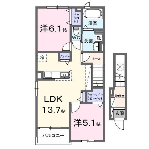 ステラ守山(2LDK/2階)の間取り写真