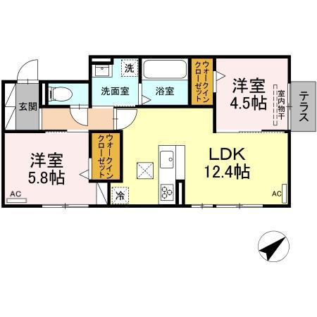 HOPE LODGE J(2LDK/1階)の間取り写真