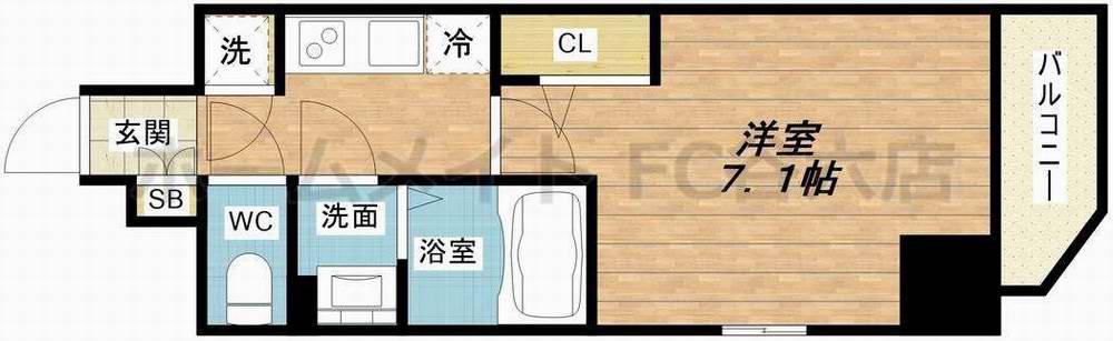 エスリード難波 THE FIRST(1K/3階)の間取り写真