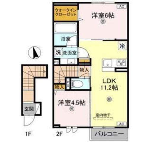 アンクレール(2LDK/2階)の間取り写真