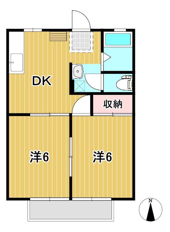 メールハイツB(2DK/1階)の間取り写真