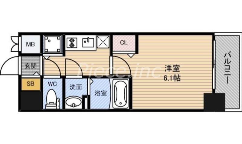 プレサンス大阪福島レシェンテ(1K/2階)の間取り写真