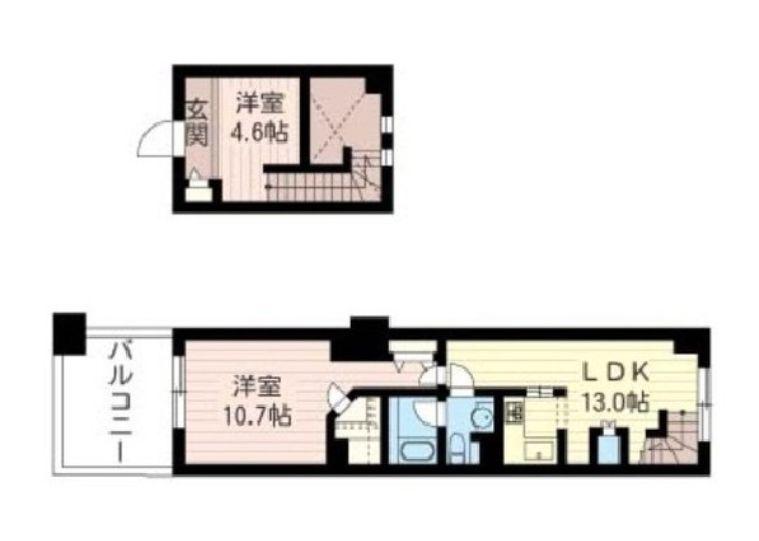 レジデンスシャルマン月島(2LDK/7階)の間取り写真