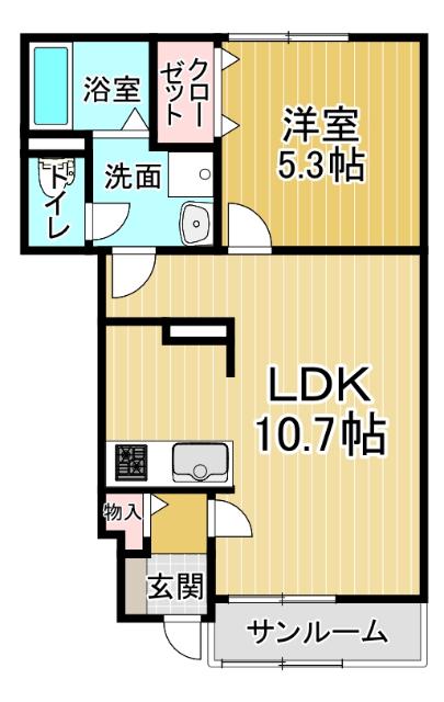ポルト・ボヌールK I(1LDK/1階)の間取り写真