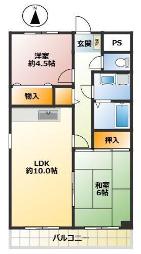 第一寿マンション(2LDK/4階)の間取り写真