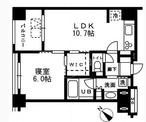 レジディア日本橋浜町(1LDK/6階)の間取り写真