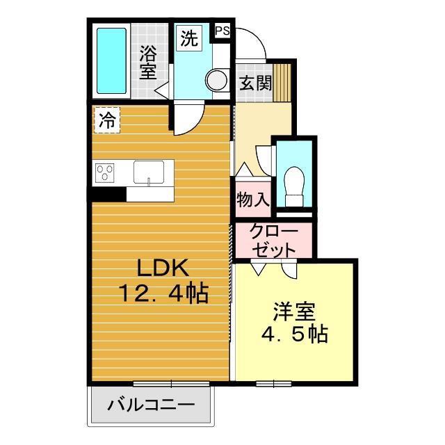 プレシア吉敷(1LDK/1階)の間取り写真