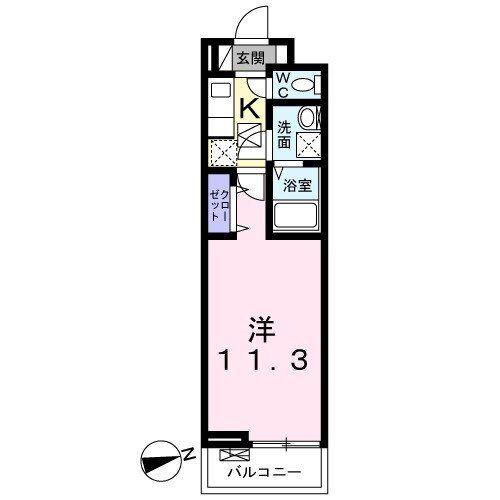 シトラスコート さがみ野(1K/1階)の間取り写真