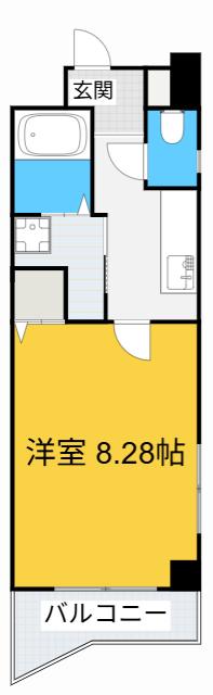 ハートヒルズ矢作(1K/6階)の間取り写真