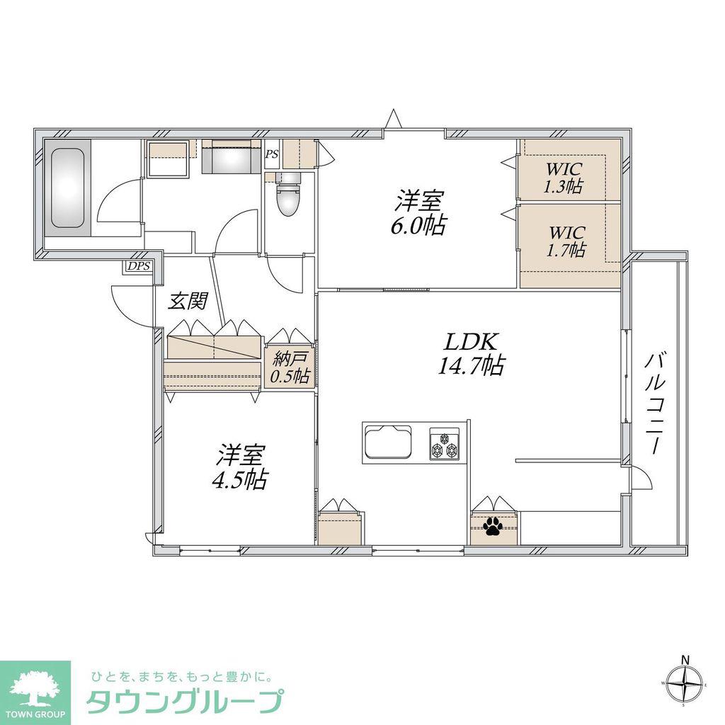 GLUCK HAUS(2LDK/3階)の間取り写真