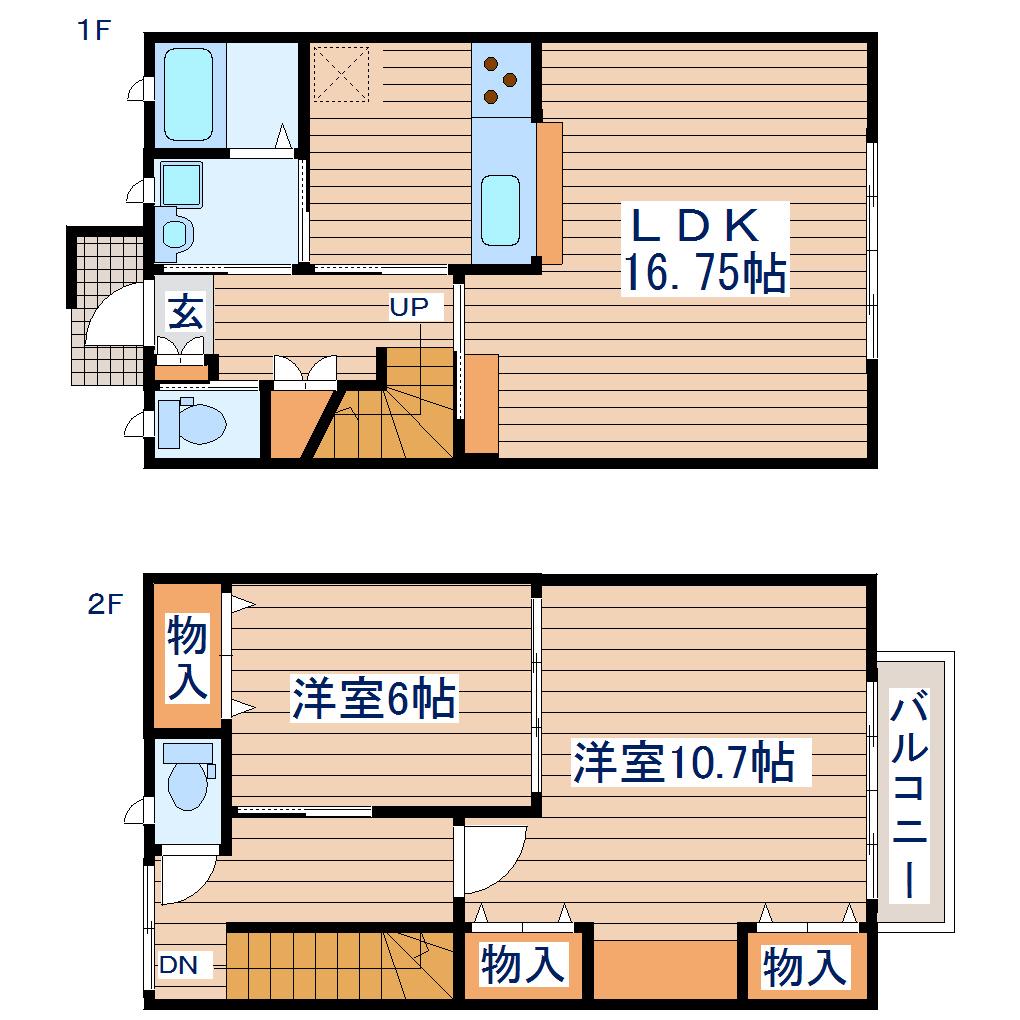 パルーデ新田(2LDK/1階)の間取り写真