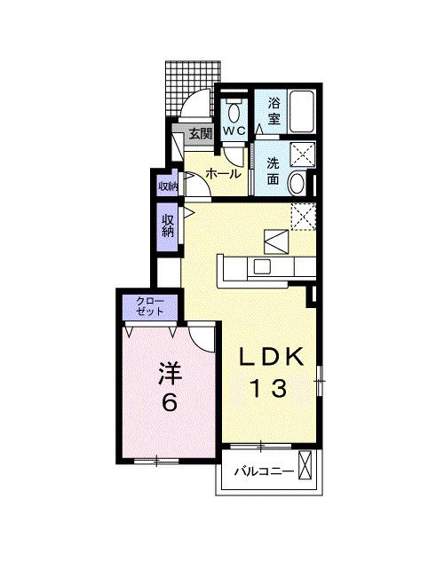 REST WOOD 1(1LDK/1階)の間取り写真