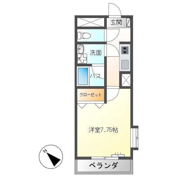 サンライン東部(1K/2階)の間取り写真