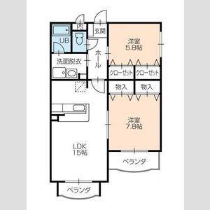 クレール花田(2LDK/3階)の間取り写真