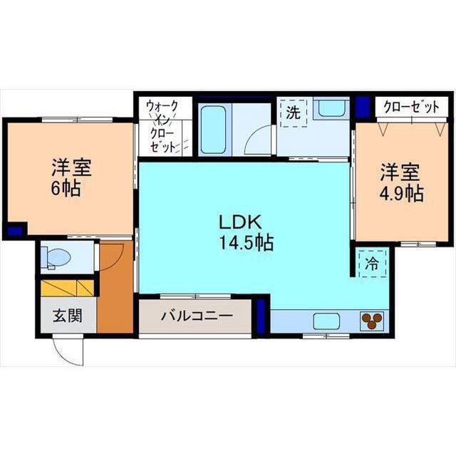オーレア カナザワ(2LDK/2階)の間取り写真