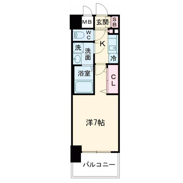 ファーストフィオーレ新町ファジスタ(1K/12階)の間取り写真