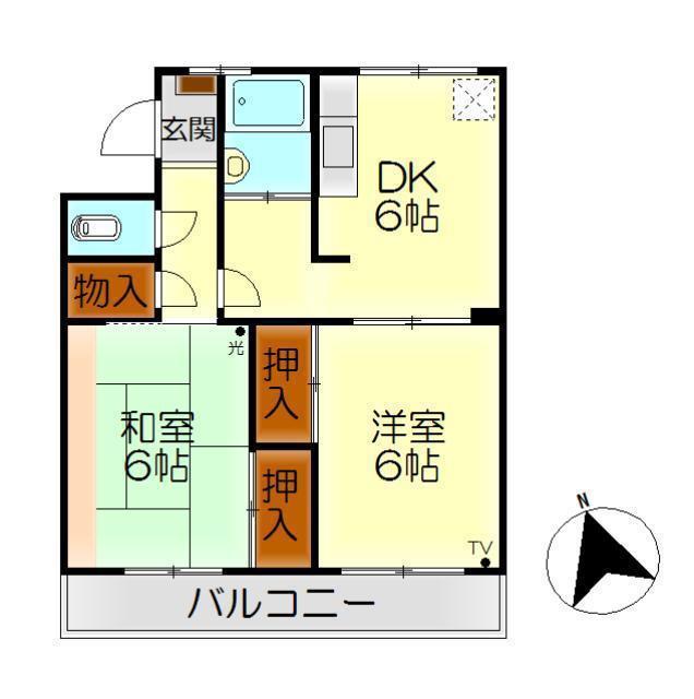 ヨネダビル(2DK/1階)の間取り写真