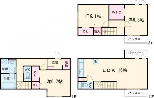 レジデンス・ボヌール(3LDK/1階)の間取り写真