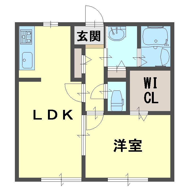 ル・シェモア(1LDK/1階)の間取り写真