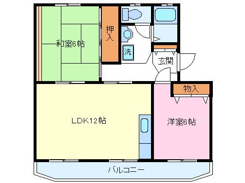 メゾンドールI(2LDK/1階)の間取り写真
