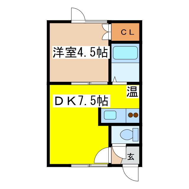 ハイムきもと(1DK/1階)の間取り写真