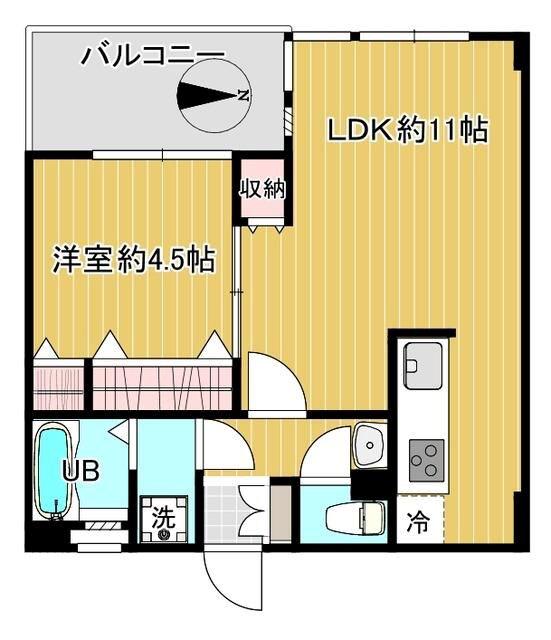 芝萬梅里マンション(1LDK/3階)の間取り写真