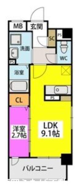 グラン ソレイユ井尻駅前(1LDK/4階)の間取り写真
