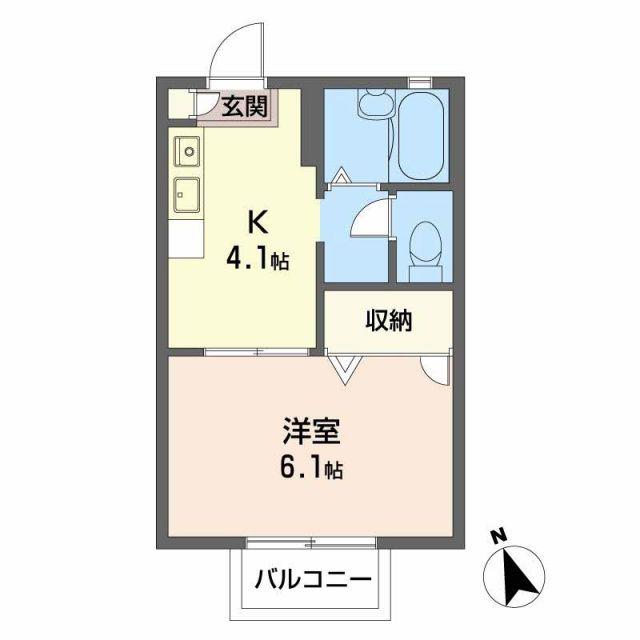 オークタウン書写(1K/2階)の間取り写真