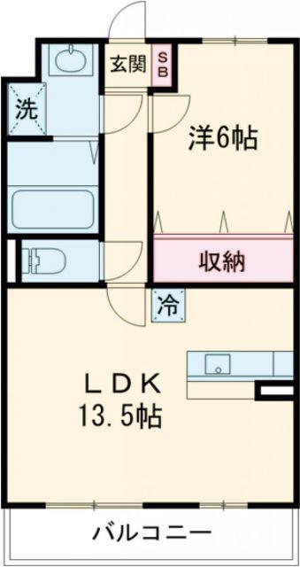 BELLA LUCE B(1LDK/1階)の間取り写真