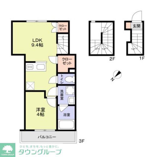 WOODCREST沼袋RESIDENCE(1LDK/3階)の間取り写真