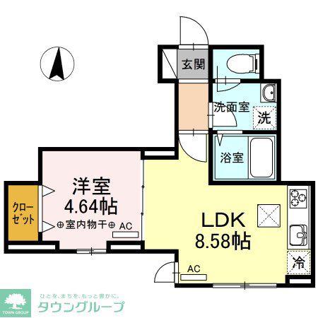 LA FLEUR(1LDK/1階)の間取り写真