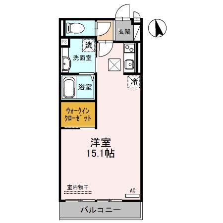 ティサージュK(ワンルーム/1階)の間取り写真