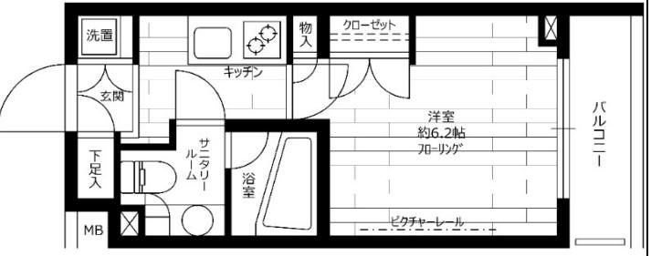 ステージファースト西馬込アジールコート(1K/3階)の間取り写真