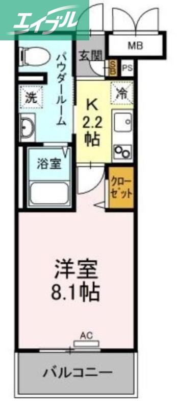 フォレスタ岡山医大南(1K/5階)の間取り写真
