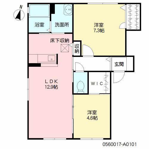 ビラ産島 壱番館(2LDK/1階)の間取り写真