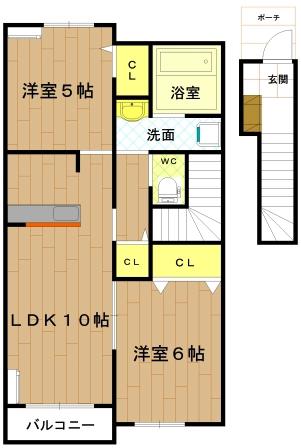 メゾン アンソレイエ A(2LDK/2階)の間取り写真