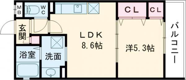 ピレーネ北条V(1LDK/2階)の間取り写真