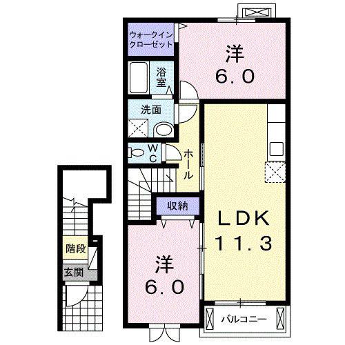 アルバフラン C(2LDK/2階)の間取り写真