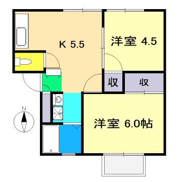 すばる朝倉(2K/2階)の間取り写真