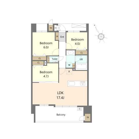 S-RESIDENCE愛宕サウス(3LDK/8階)の間取り写真