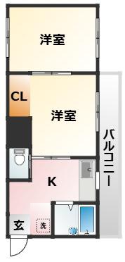 第5東昌ハイツ(2K/3階)の間取り写真